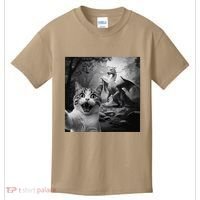 Funny Surprised Scared Cat Selfie With Dragon Kids T-Shirt thumb 0