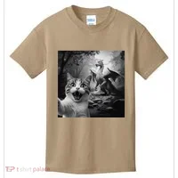 Funny Surprised Scared Cat Selfie With Dragon Kids T-Shirt thumb 0