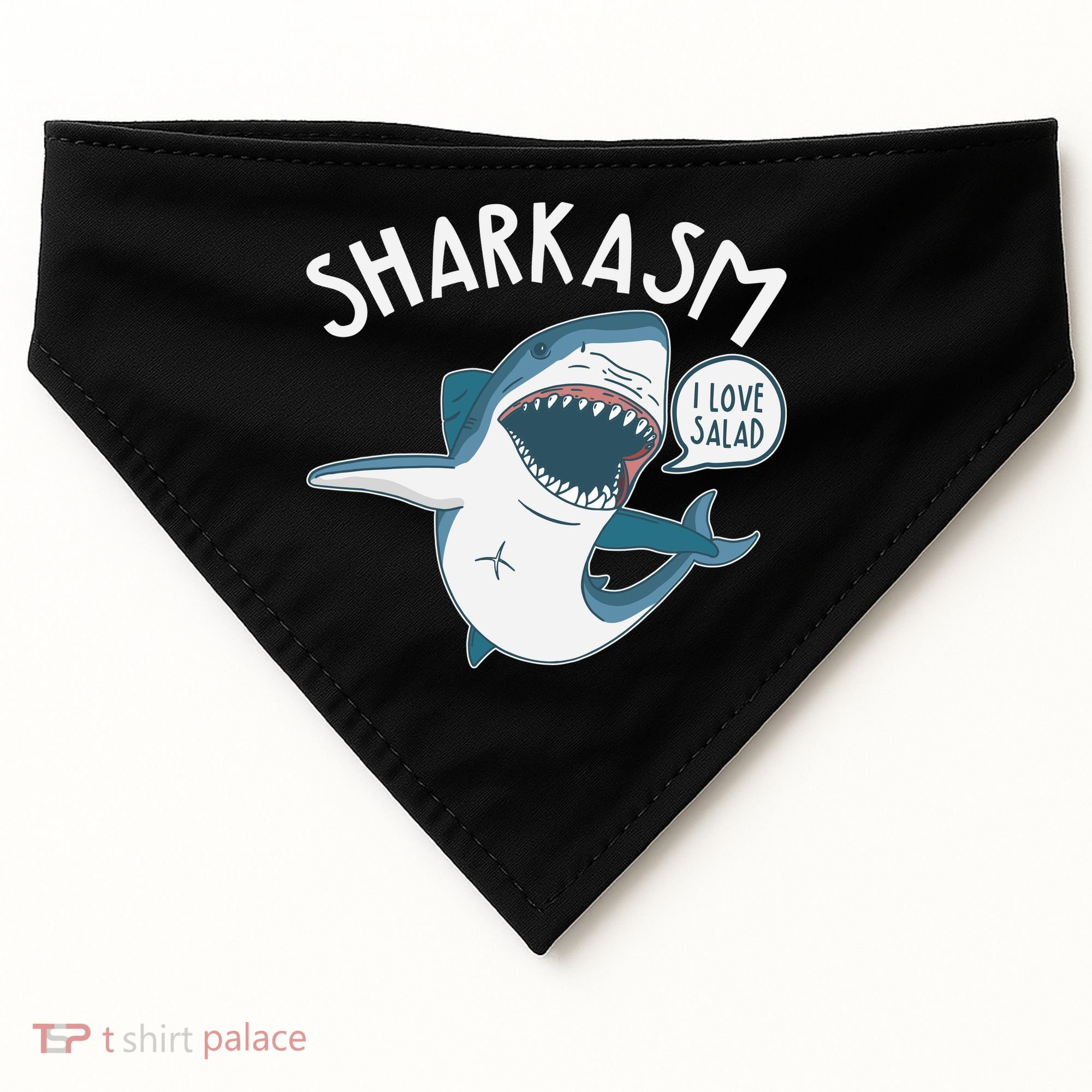 Funny Sharkasm Shark Sarcasm USA-Made Doggie Bandana
