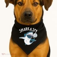 Funny Sharkasm Shark Sarcasm USA-Made Doggie Bandana thumb 1
