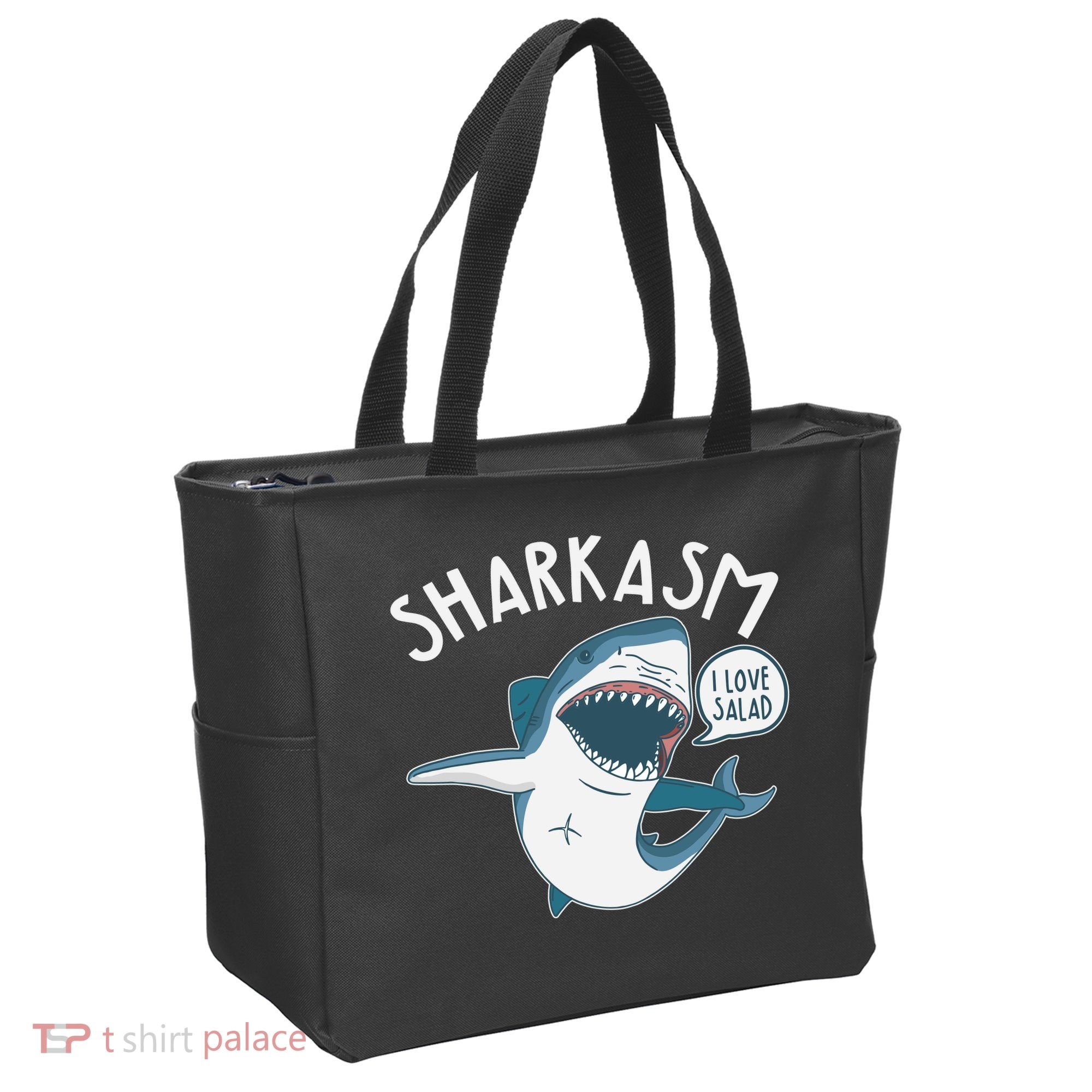 Funny Sharkasm Shark Sarcasm Tote Bag