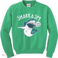 Funny Sharkasm Shark Sarcasm Kids Sweatshirt thumb 0