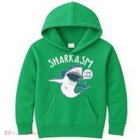 Funny Sharkasm Shark Sarcasm Kids Hoodie thumb 0