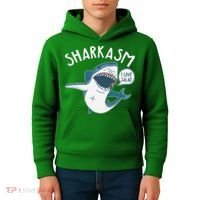Funny Sharkasm Shark Sarcasm Kids Hoodie thumb 4