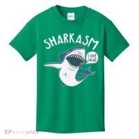 Funny Sharkasm Shark Sarcasm Kids T-Shirt thumb 0