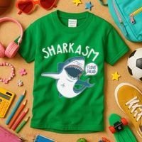 Funny Sharkasm Shark Sarcasm Kids T-Shirt thumb 3