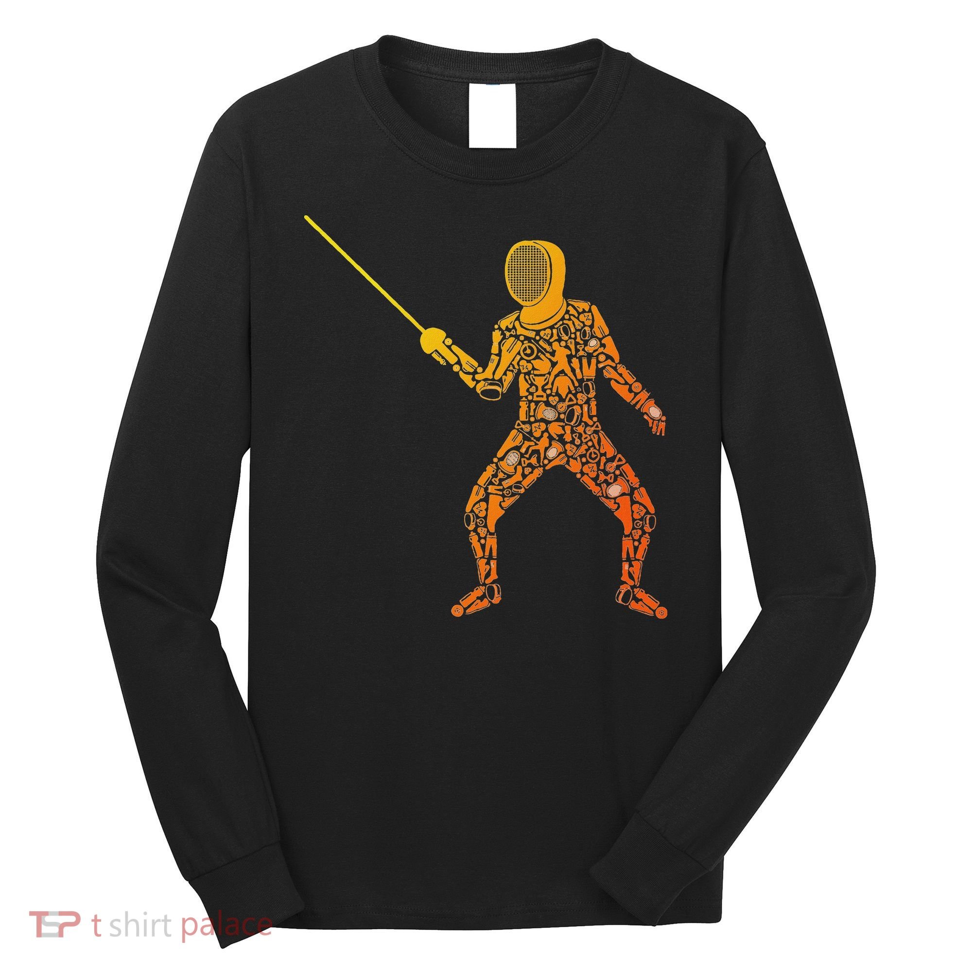 Fencing Sports Symbols Swords Epee Fencer Long Sleeve Shirt