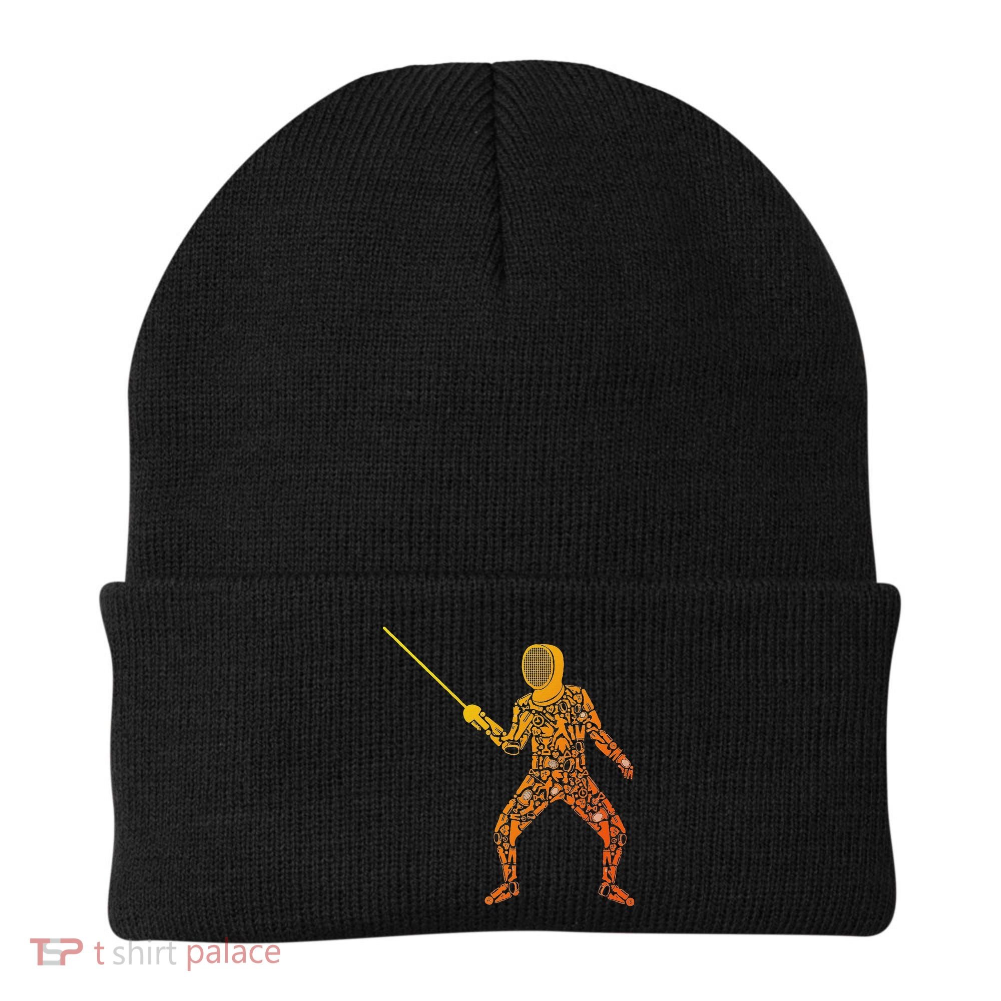 Fencing Sports Symbols Swords Epee Fencer Beanie