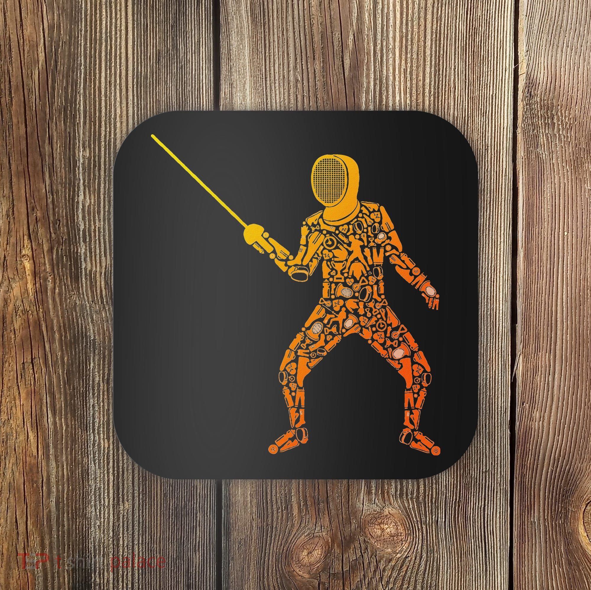 Fencing Sports Symbols Swords Epee Fencer Coaster