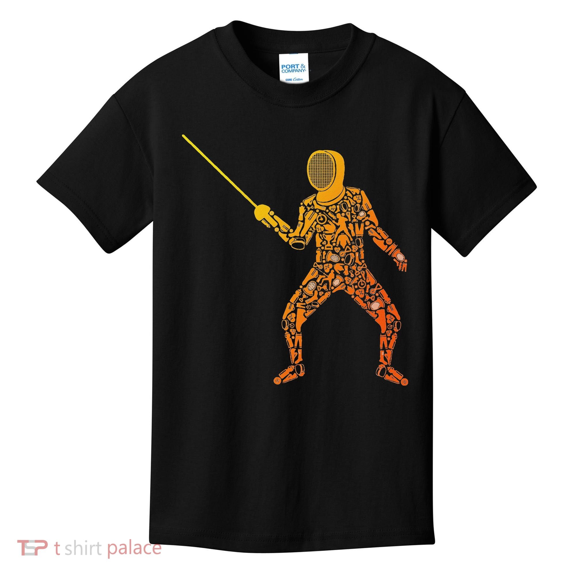 Fencing Sports Symbols Swords Epee Fencer Kids T-Shirt
