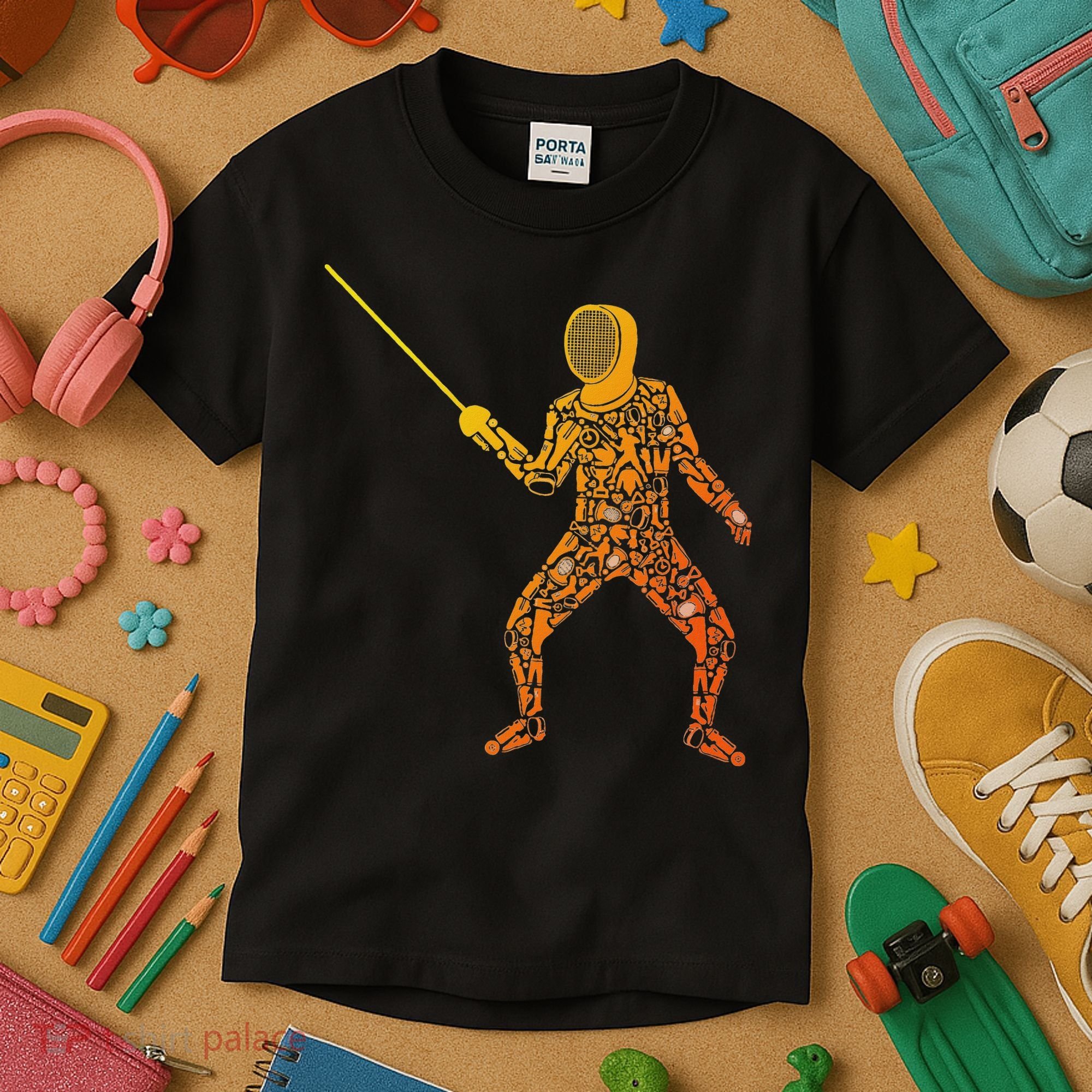 Fencing Sports Symbols Swords Epee Fencer Kids T-Shirt