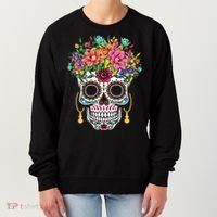 Flower Sugar Skull Souls Day Muertos Day Of Dead Halloween Gift Women's Sweatshirt thumb 0
