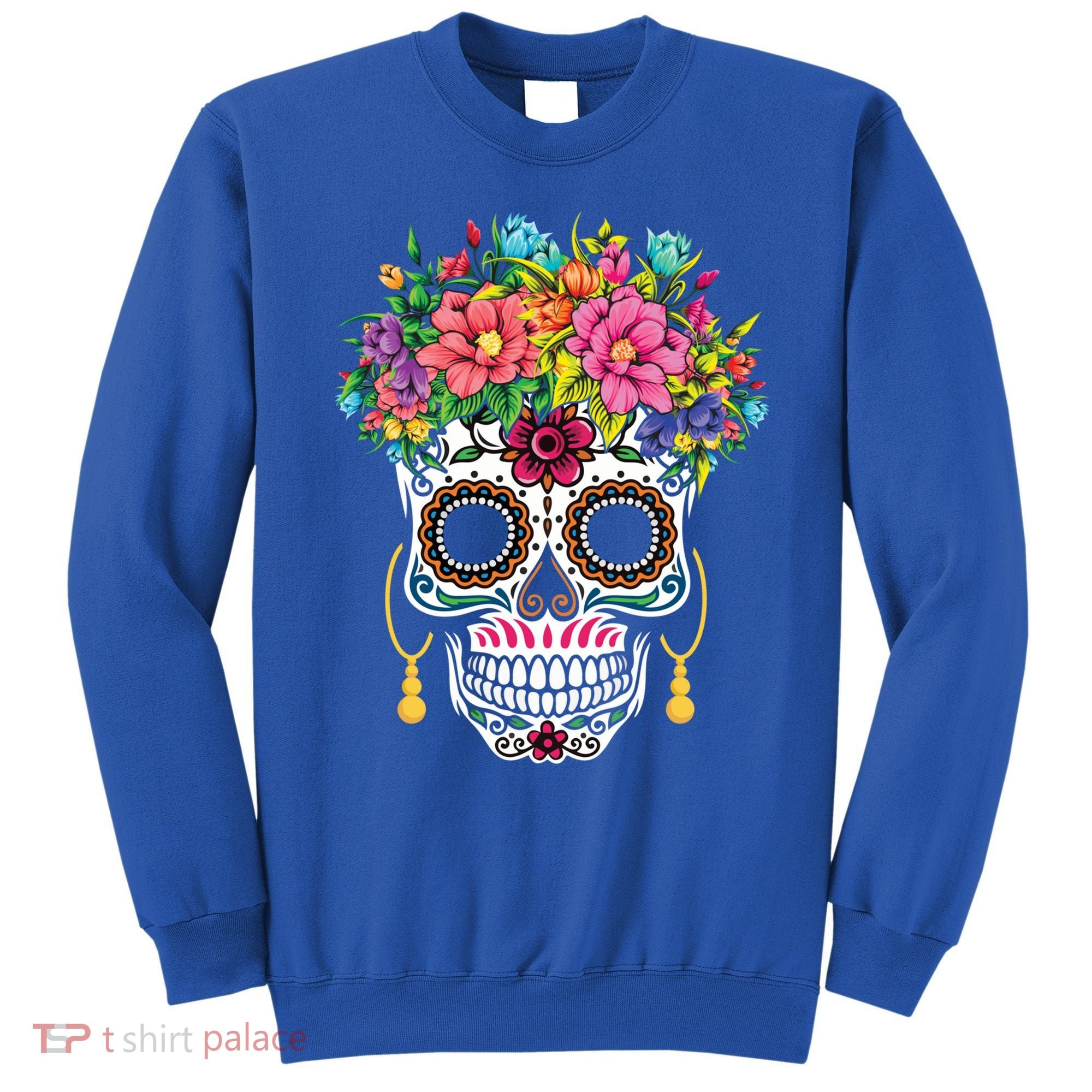 Flower Sugar Skull Souls Day Muertos Day Of Dead Halloween Gift Sweatshirt