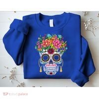 Flower Sugar Skull Souls Day Muertos Day Of Dead Halloween Gift Sweatshirt thumb 2