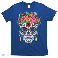 Flower Sugar Skull Souls Day Muertos Day Of Dead Halloween Gift T-Shirt thumb 0