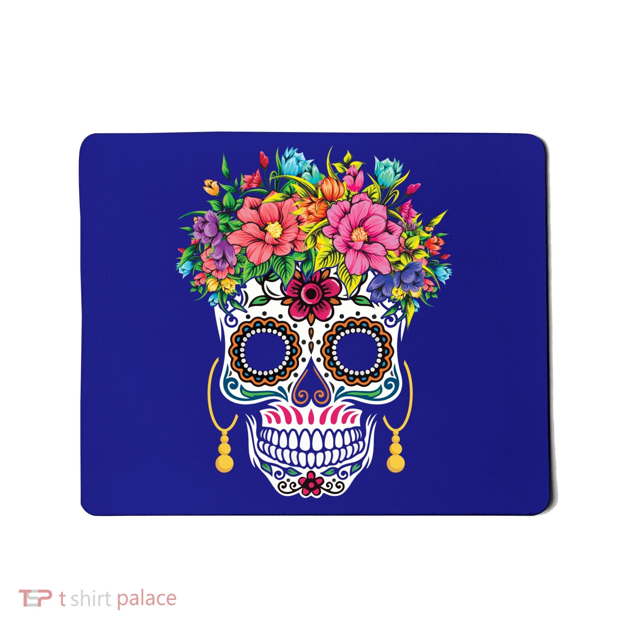 Flower Sugar Skull Souls Day Muertos Day Of Dead Halloween Gift Mousepad