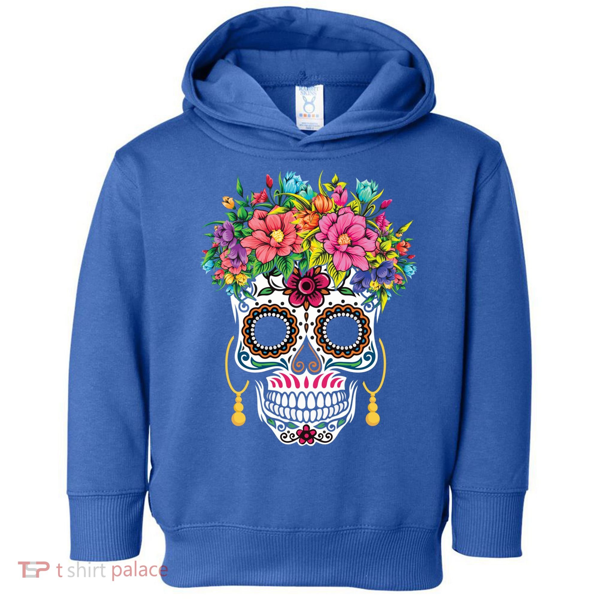 Flower Sugar Skull Souls Day Muertos Day Of Dead Halloween Gift Toddler Hoodie