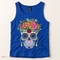 Flower Sugar Skull Souls Day Muertos Day Of Dead Halloween Gift Tank Top thumb 2