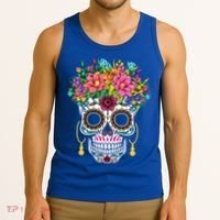 Flower Sugar Skull Souls Day Muertos Day Of Dead Halloween Gift Tank Top thumb 3