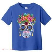 Flower Sugar Skull Souls Day Muertos Day Of Dead Halloween Gift Toddler T-Shirt thumb 0