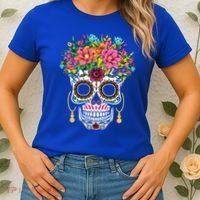 Flower Sugar Skull Souls Day Muertos Day Of Dead Halloween Gift Women's T-Shirt thumb 2