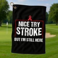 Funny Stroke Survivor Gift Cute Brain Attacks Great Gift Golf Towel thumb 1
