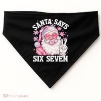 Funny Santa Says Six Seven Christmas 67 Meme Xmas USA-Made Doggie Bandana thumb 0