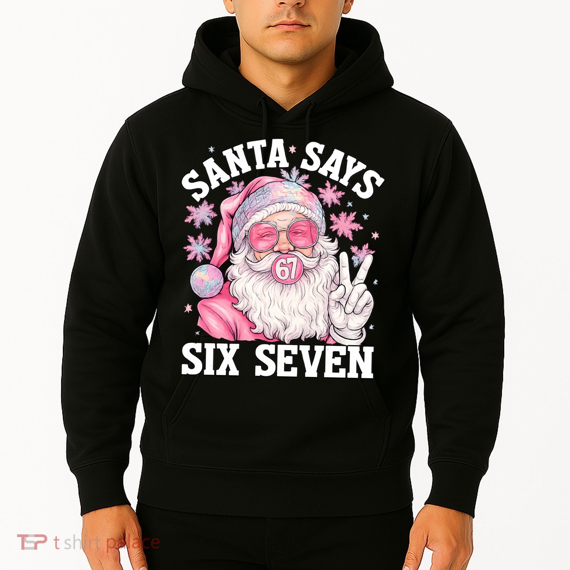 Funny Santa Says Six Seven Christmas 67 Meme Xmas Hoodie