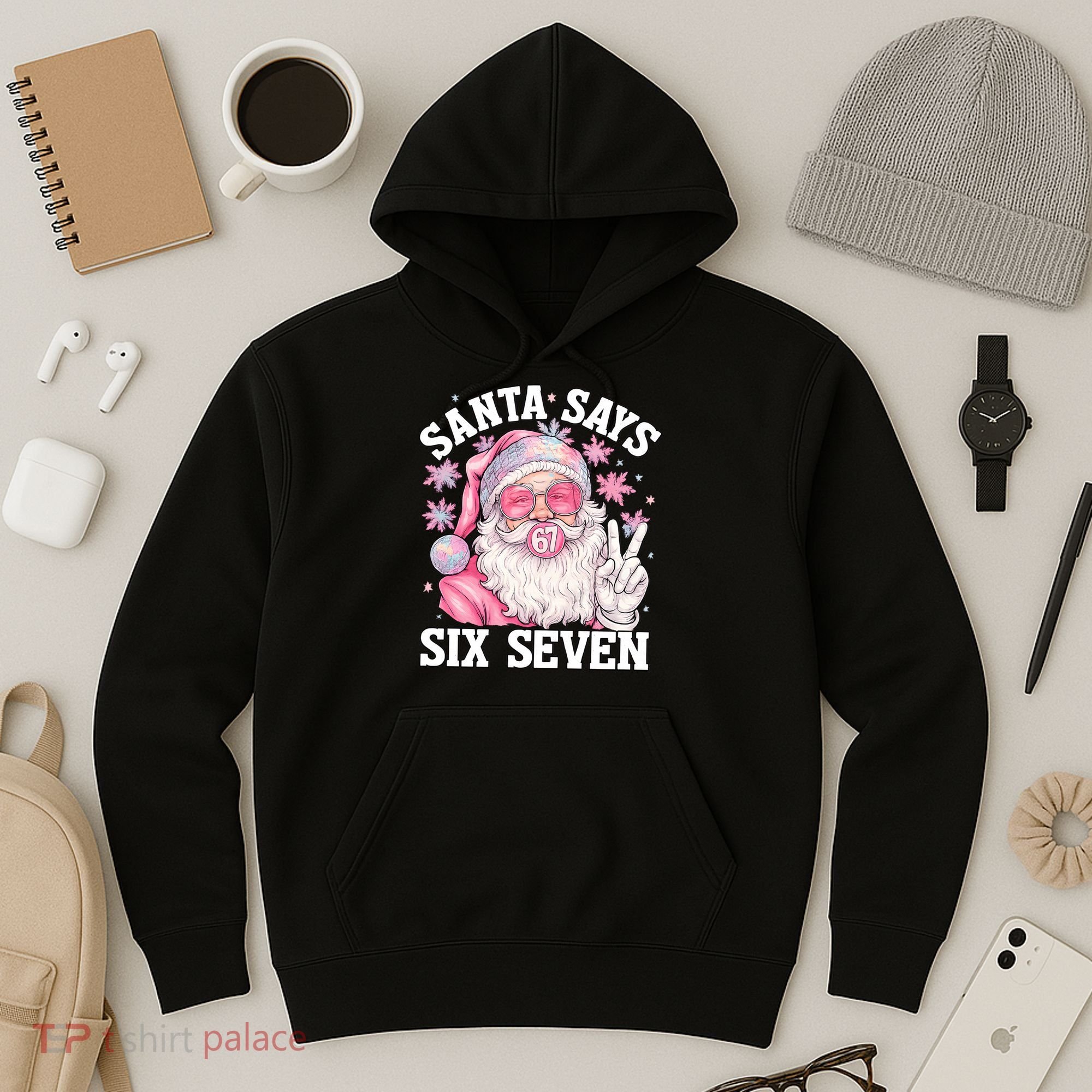 Funny Santa Says Six Seven Christmas 67 Meme Xmas Hoodie