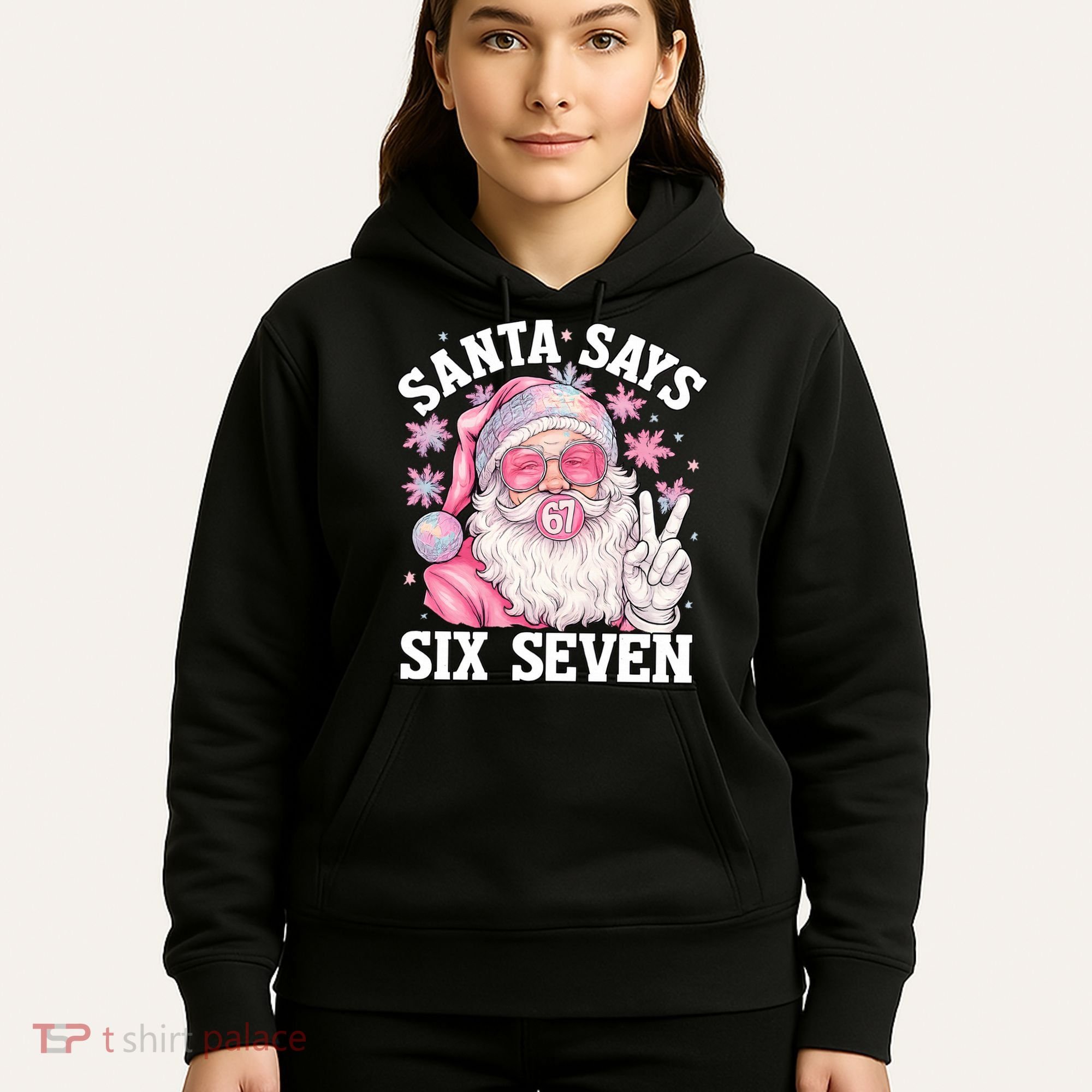 Funny Santa Says Six Seven Christmas 67 Meme Xmas Hoodie