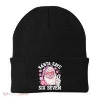 Funny Santa Says Six Seven Christmas 67 Meme Xmas Beanie thumb 0