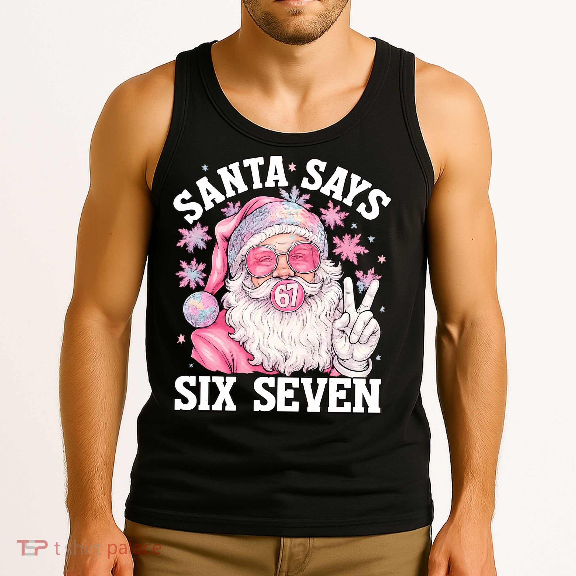 Funny Santa Says Six Seven Christmas 67 Meme Xmas Tank Top