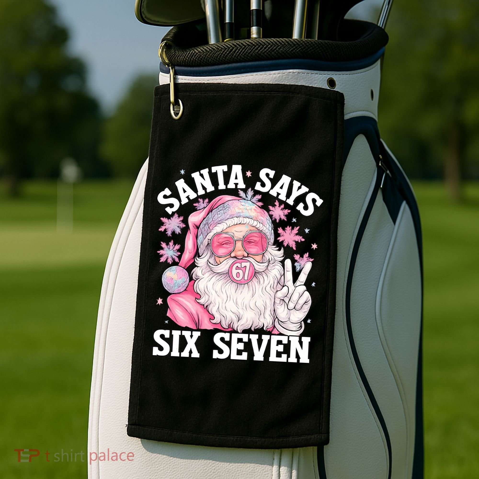 Funny Santa Says Six Seven Christmas 67 Meme Xmas Golf Towel