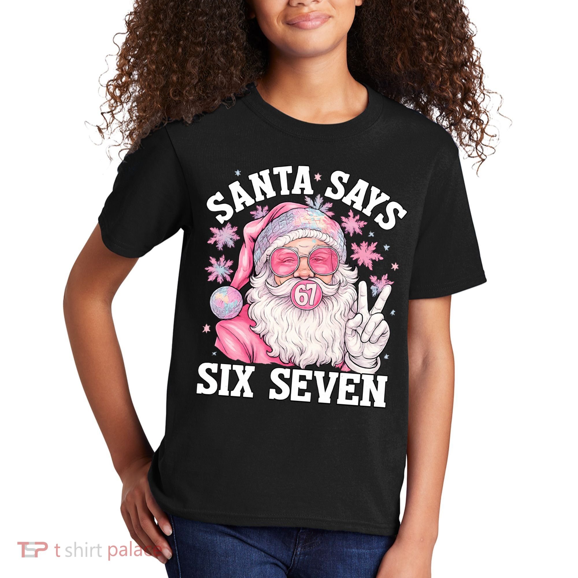 Funny Santa Says Six Seven Christmas 67 Meme Xmas Kids T-Shirt