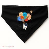 Funny Solar System Astronaut Holding Planet Balloons Pluto USA-Made Doggie Bandana thumb 0