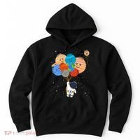 Funny Solar System Astronaut Holding Planet Balloons Pluto Hoodie thumb 0