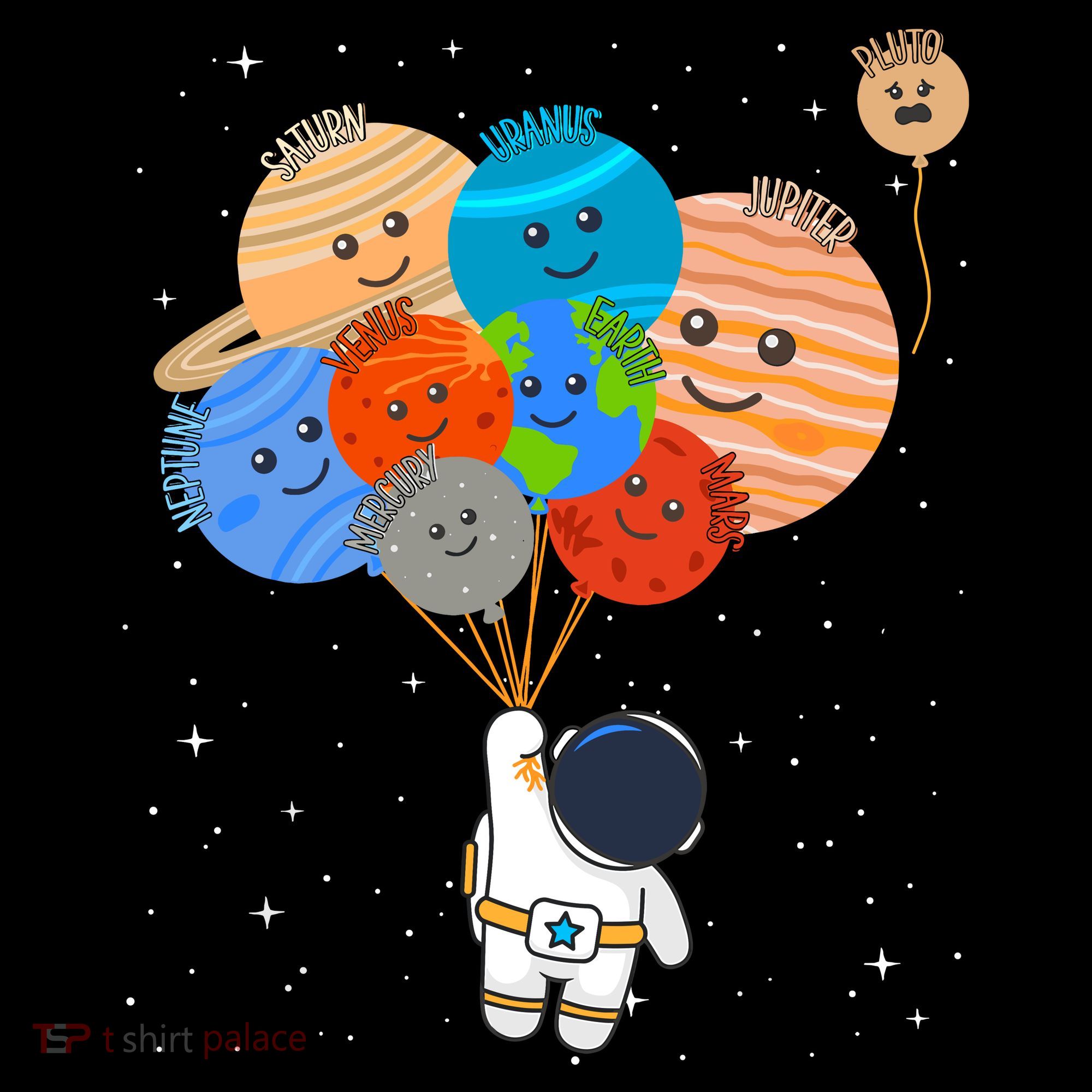Funny Solar System Astronaut Holding Planet Balloons Pluto Apron