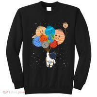 Funny Solar System Astronaut Holding Planet Balloons Pluto Sweatshirt thumb 0