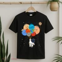 Funny Solar System Astronaut Holding Planet Balloons Pluto T-Shirt thumb 2