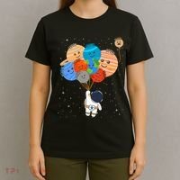 Funny Solar System Astronaut Holding Planet Balloons Pluto T-Shirt thumb 4