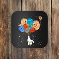 Funny Solar System Astronaut Holding Planet Balloons Pluto Coaster thumb 0