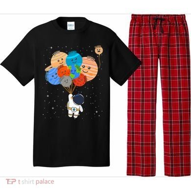 Funny Solar System Astronaut Holding Planet Balloons Pluto Pajama Set