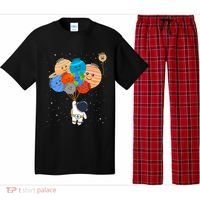 Funny Solar System Astronaut Holding Planet Balloons Pluto Pajama Set thumb 0