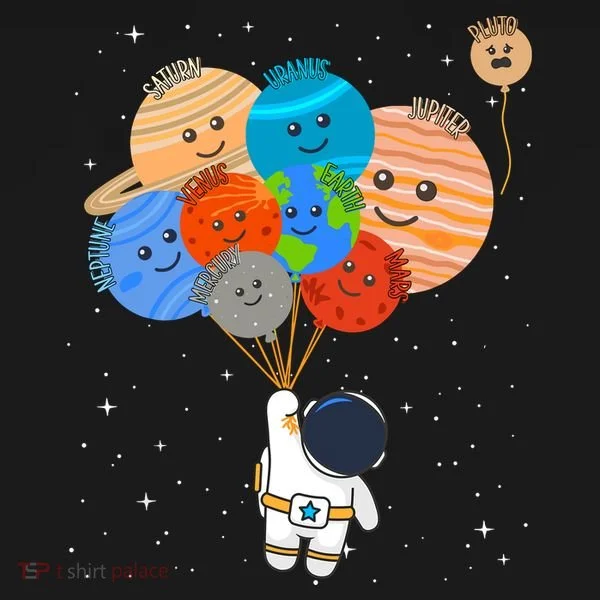Funny Solar System Astronaut Holding Planet Balloons Pluto Women's Hoodie