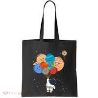 Funny Solar System Astronaut Holding Planet Balloons Pluto Tote Bag thumb 0