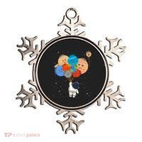 Funny Solar System Astronaut Holding Planet Balloons Pluto Ornament thumb 0