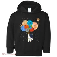 Funny Solar System Astronaut Holding Planet Balloons Pluto Toddler Hoodie thumb 0