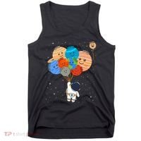 Funny Solar System Astronaut Holding Planet Balloons Pluto Tank Top thumb 0