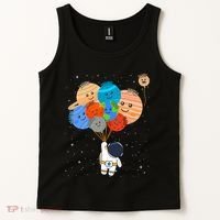 Funny Solar System Astronaut Holding Planet Balloons Pluto Tank Top thumb 2
