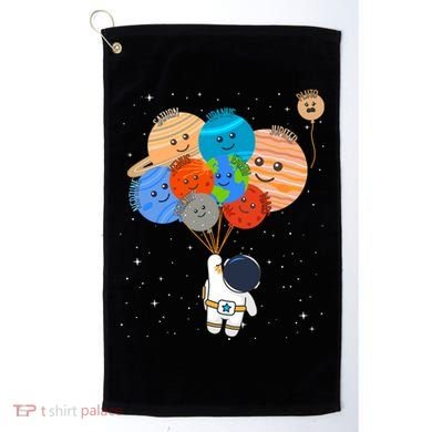 Funny Solar System Astronaut Holding Planet Balloons Pluto Golf Towel